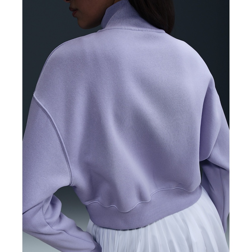 Nike Phoenix Fleece Cropped Half Zip Sweatshirt Womens Large Purple DQ5767 533 - Picture 3 of 6
